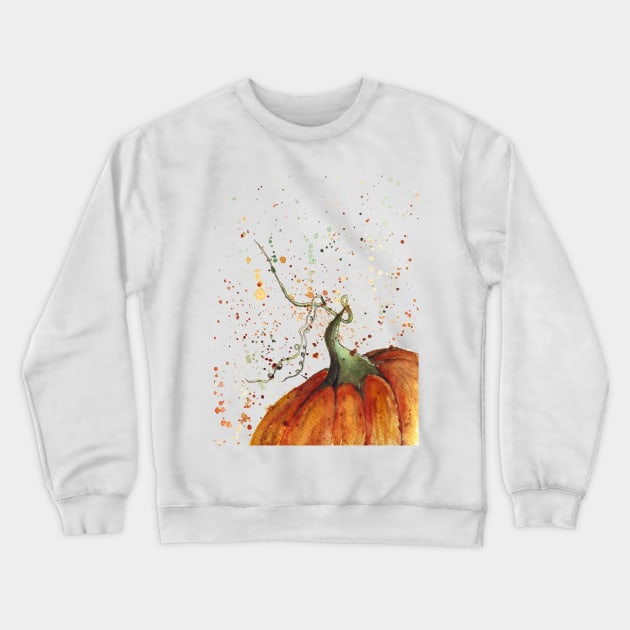 Colorful Splashed Pumpkin - Halloween Fall Watercolor Illustration Crewneck Sweatshirt by Wolshebnaja